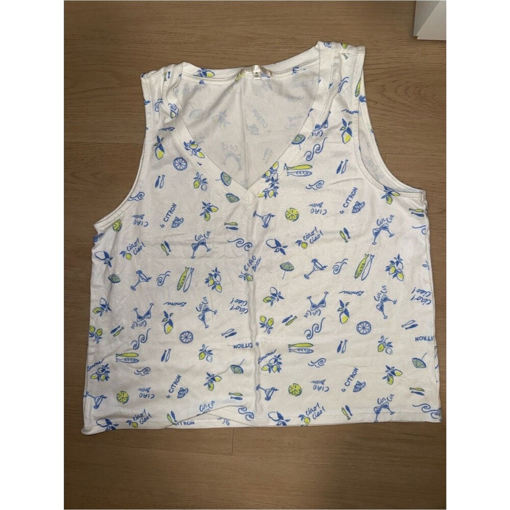 Z Supply White Tank Top with European Inspired Accents